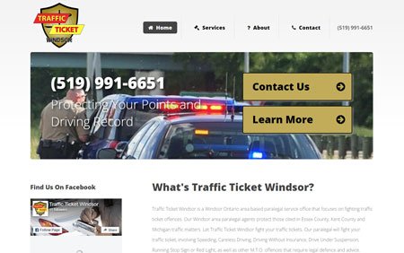 Desktop preview of the Traffic Ticket Windsor website